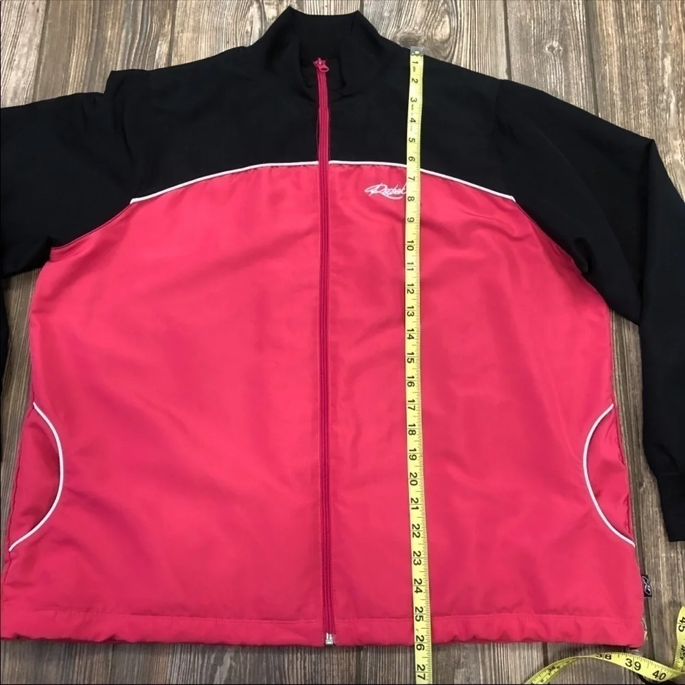Vintage Reebok Pink and Black Full Zip Jacket Windbreaker Swishy Suit - Picture 4 of 9